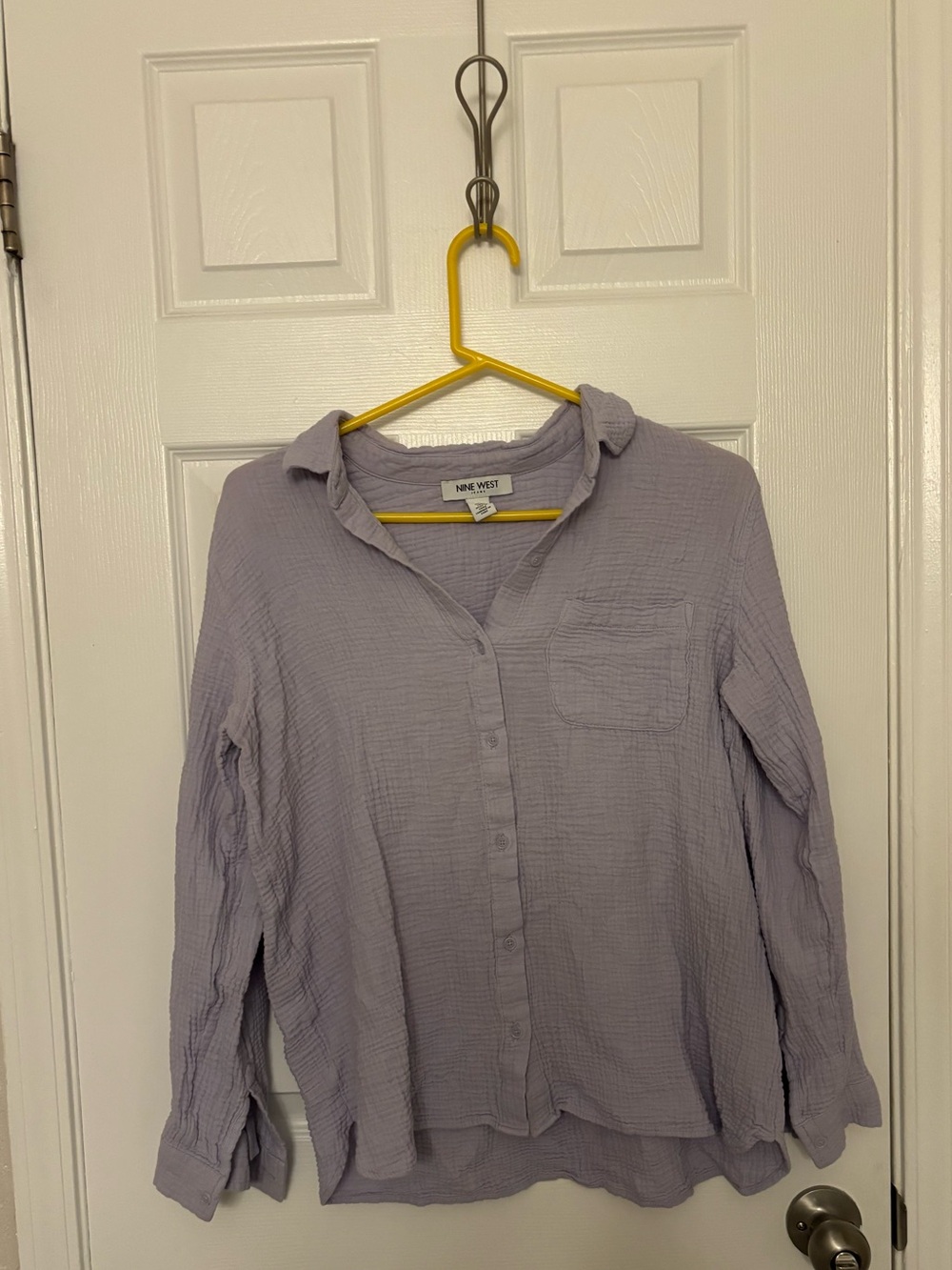 Purple Linen Button Down Top - Size Medium